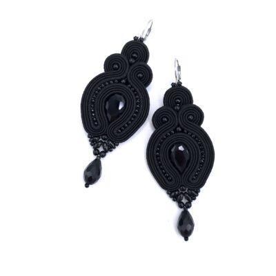 Kolczyki sutasz czarne "Verra" eleganckie wieczorowe z kryształkami