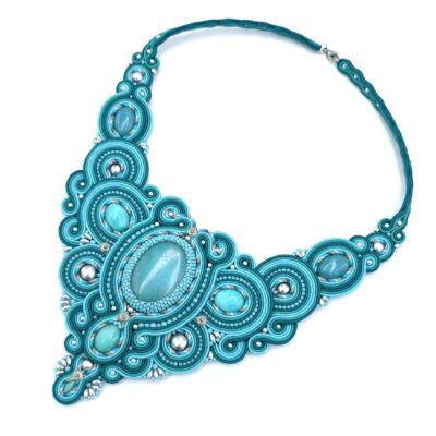 "Incanto" turkusowy bogaty naszyjnik sutasz kolia z jadeitami