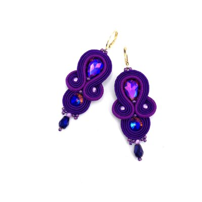 Kolczyki sutasz fioletowe "Anya" delikatne romantyczne małe