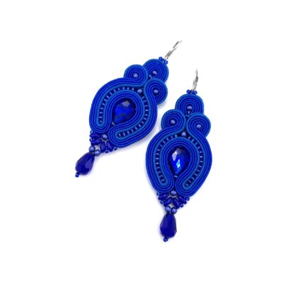 Kolczyki sutasz niebieskie chabrowe "Verra" wieczorowe z kryształkami