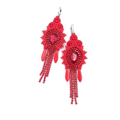 „Joy" kolczyki sutasz czerwone wieczorowe błyszczące z cyrkoniami