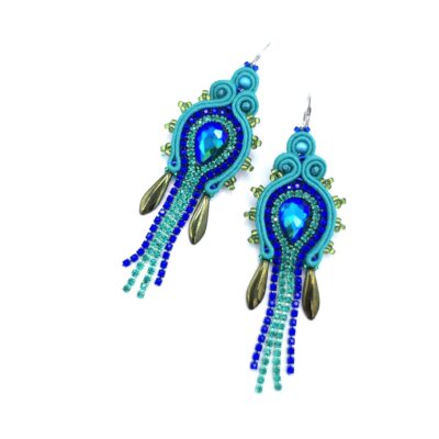 „Joy" kolczyki sutasz niebiesko zielone błyszczące z cyrkoniami