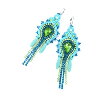 „Joy" kolczyki sutasz turkusowo zielone błyszczące z cyrkoniami
