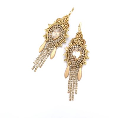 „Joy” kolczyki sutasz złote wieczorowe błyszczące z cyrkoniami