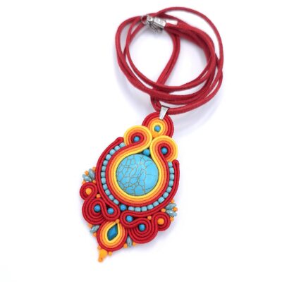 „Fuego” wisior sutasz kolorowy z howlitem energetyczny wiosenny