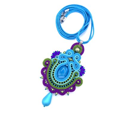 „Rozalia” wisiorek sutasz kolorowy wiosenny naszyjnik z agatem i łezką