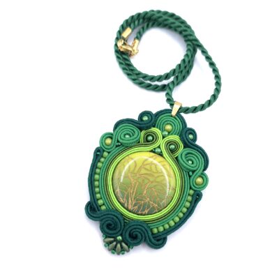 „Botanique” wisior sutasz zielony naszyjnik barokowy wiosenny