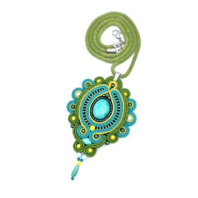 „Aria” wisior sutasz morsko zielony wiosenny mały naszyjnik z jadeitem