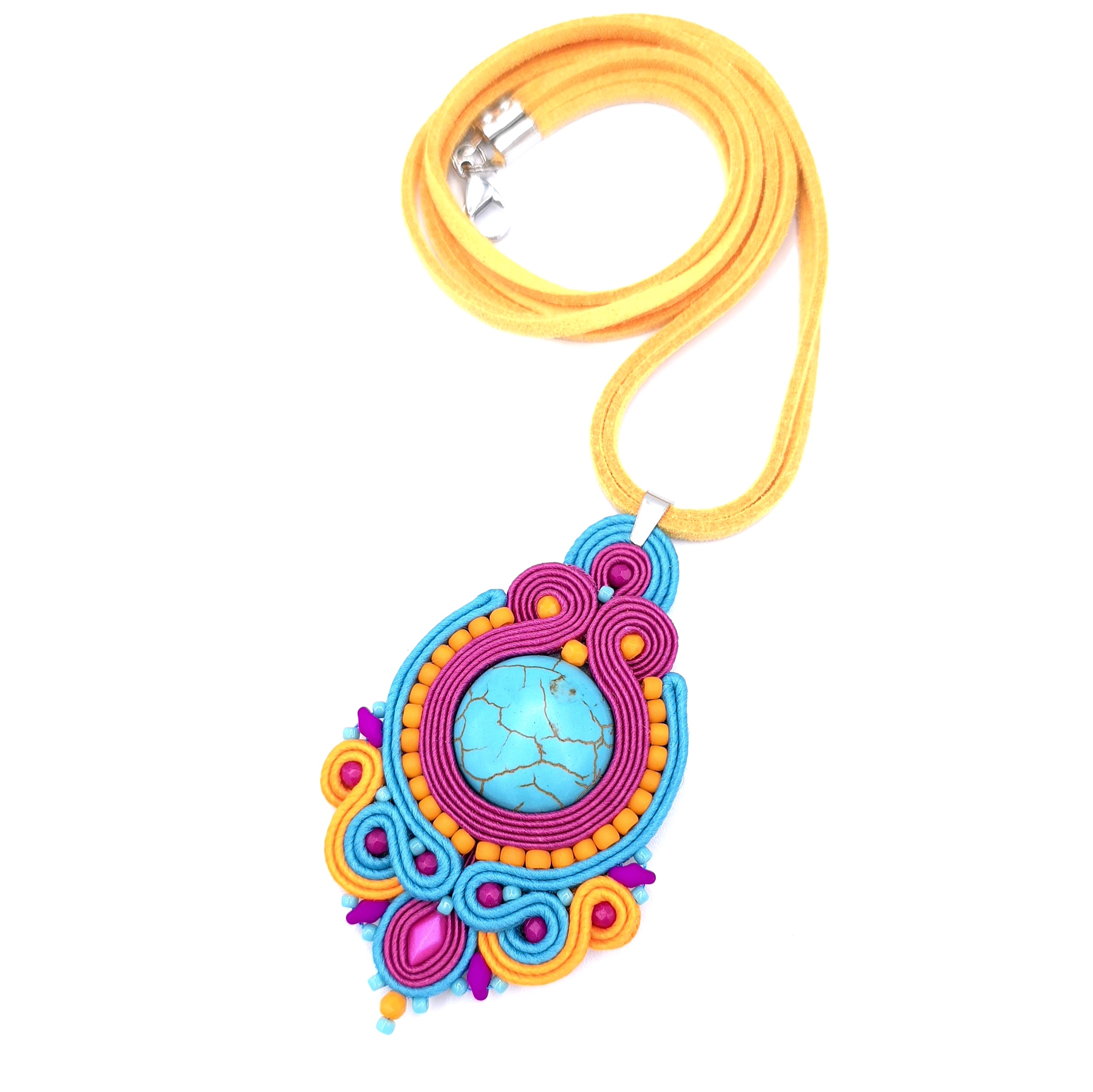 „Fuego” wisior sutasz kolorowy z howlitem energetyczny wiosenny 2