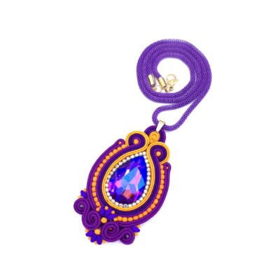 „Gaja” wisior sutasz fioletowo pomarańczowy z dużym kryształem klasyczny