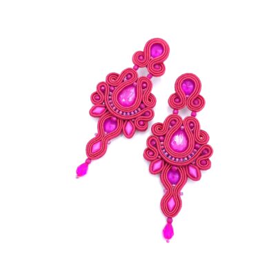 „Magnolia” kolczyki sutasz różowe długie wąskie w formie kwiatu