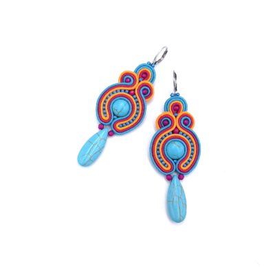 „Etno” kolczyki sutasz z howlitami kolorowe barwne wiosenne