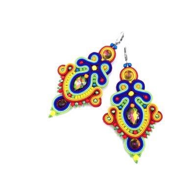 "Tilla" kolczyki sutasz w kolorach tęczy wiosenne barwne z kryształkami