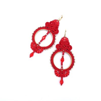 „Paloma” kolczyki sutasz czerwone lekkie wiszące eleganckie koła