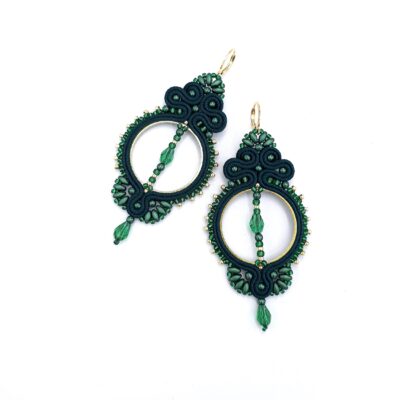 „Paloma” kolczyki sutasz zielone lekkie wiszące eleganckie koła