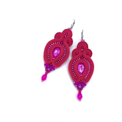 Kolczyki sutasz różowe "Verra" eleganckie wieczorowe z kryształkami