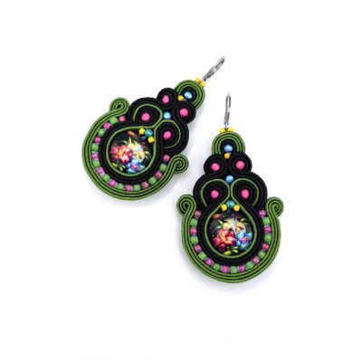 "Lira" kolczyki sutasz etniczne kolorowe z kwiatami