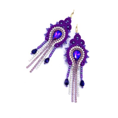 Kolczyki sutasz fioletowe „Joy” błyszczące z cyrkoniami