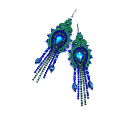 Kolczyki sutasz chabrowo zielone „Joy” błyszczące z cyrkoniami