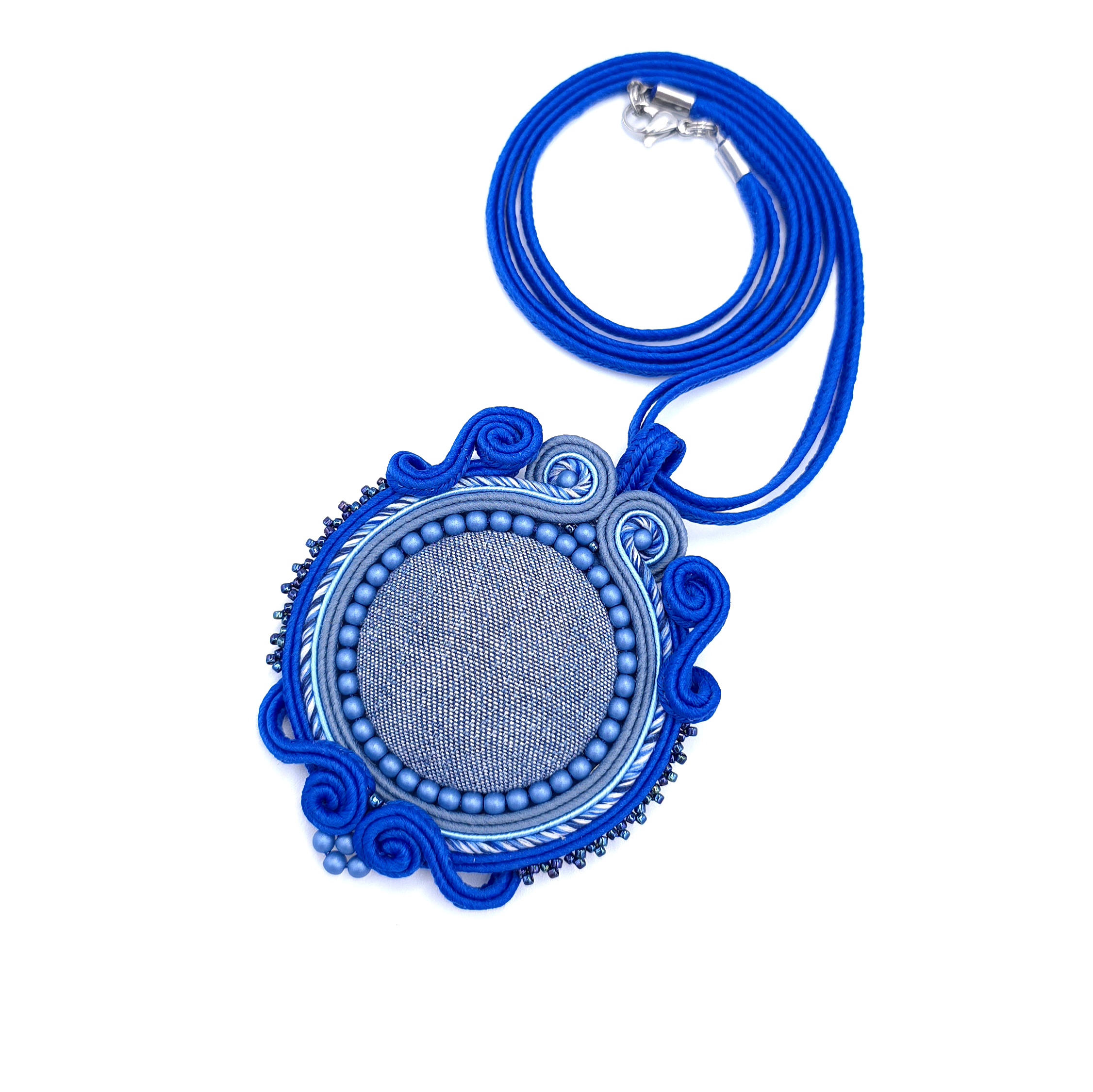 „Bluvera" wisior sutasz dżinsowy naszyjnik niebieski romantyczny