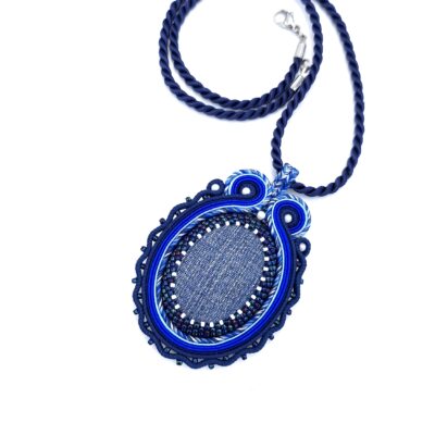 Wisiorek sutasz niebieski "Toris" dżinsowy naszyjnik romantyczny codzienny