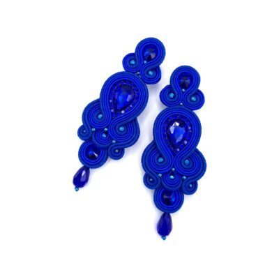 Kolczyki sutasz niebieskie "Keira" wieczorowe eleganckie z kryształkami