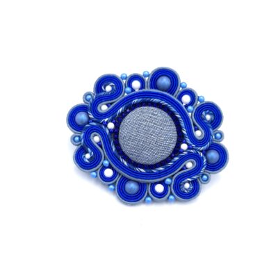 Broszka sutasz niebieska dżinsowa "Bianca" klasyczna codzienna