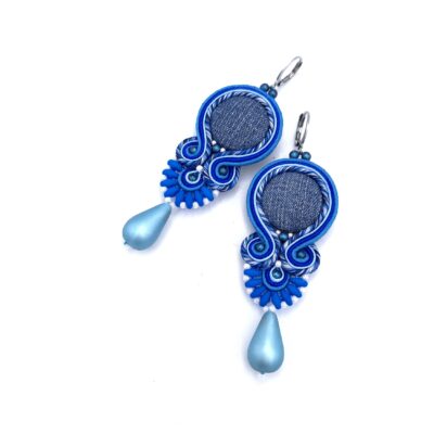 Kolczyki sutasz niebieske dżinsowe "Ring" codziennie z łezką