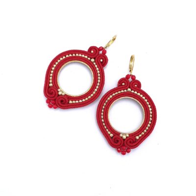 Kolczyki sutasz czerwone kółka "Jolly" lekkie okrągłe romantyczne