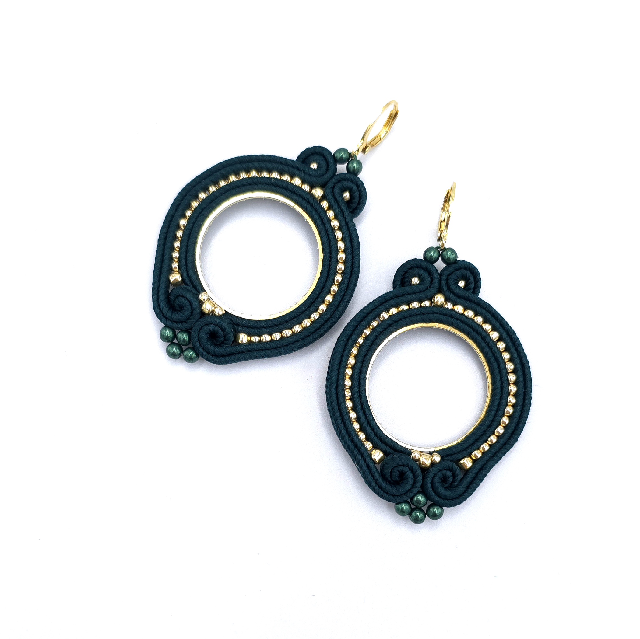 Kolczyki sutasz zielone kółka „Jolly” lekkie okrągłe romantyczne