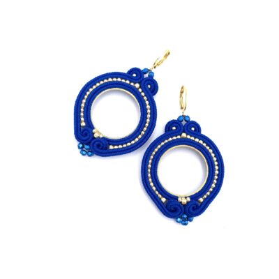 Kolczyki sutasz chabrowe kółka „Jolly” lekkie okrągłe romantyczne