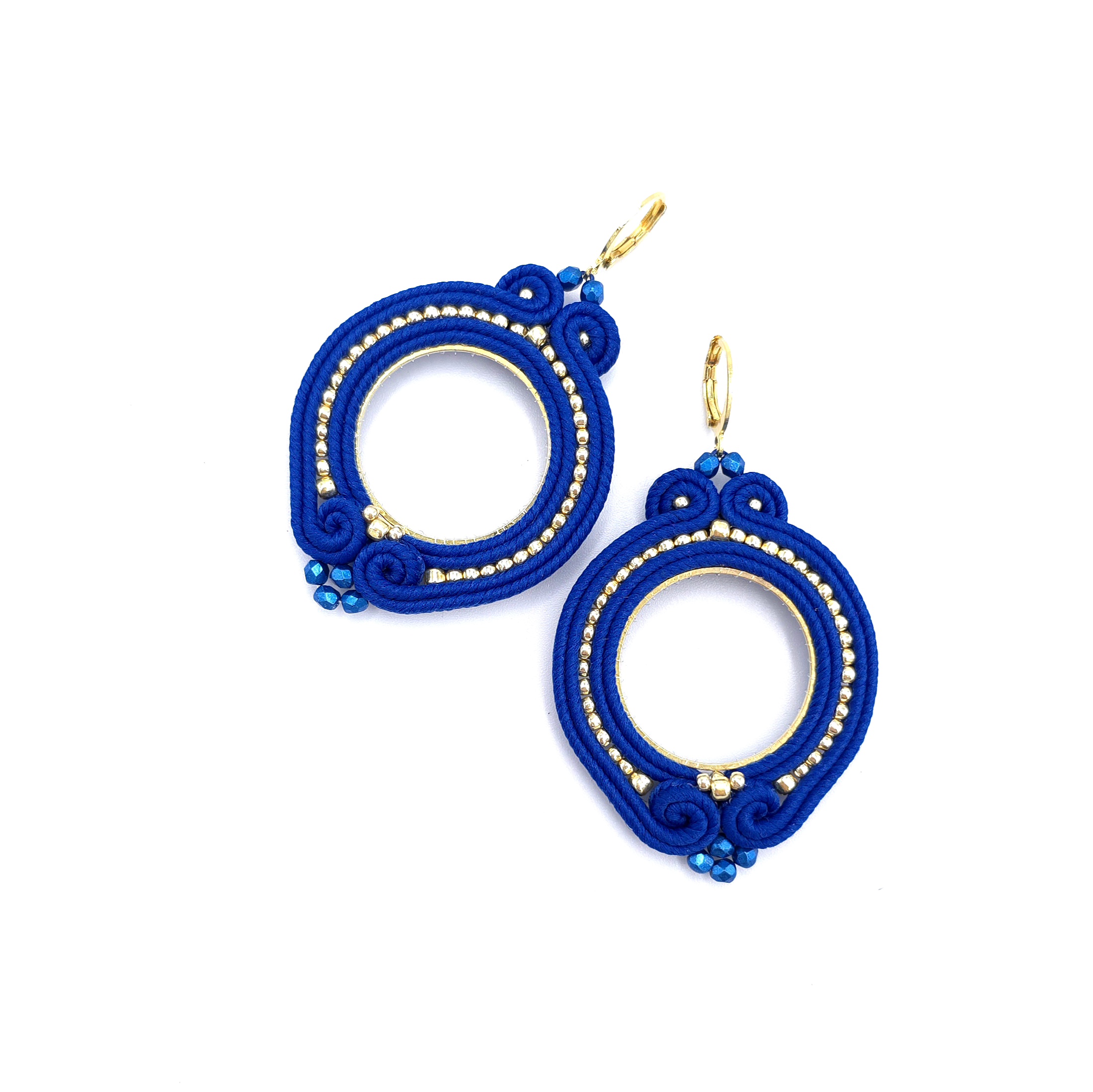 Kolczyki sutasz chabrowe kółka „Jolly” lekkie okrągłe romantyczne