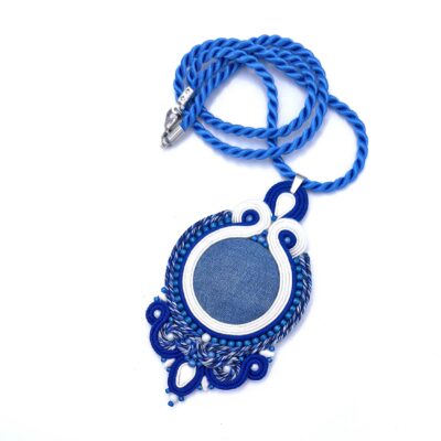 Wisiorek sutasz dżinsowy naszyjnik niebieski "Selena" romantyczny