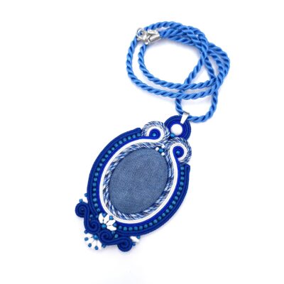 Wisiorek sutasz niebieski "Gaja" dżinsowy naszyjnik romantyczny codzienny