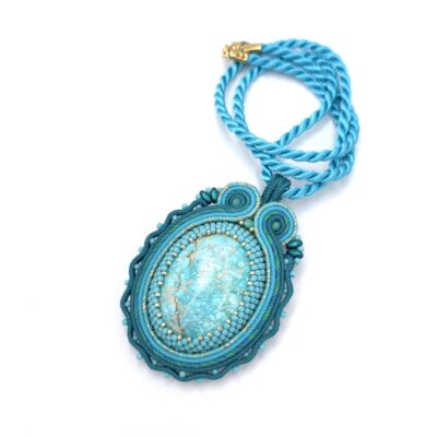 Wisiorek sutasz turkusowy z jaspisem "Toris" naszyjnik romantyczny