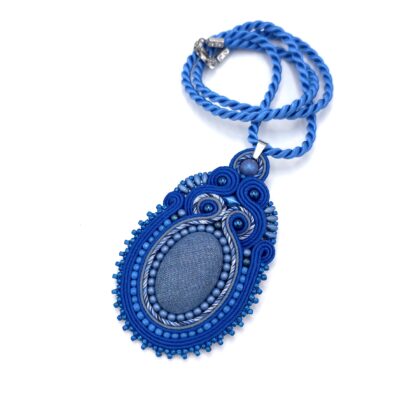 Wisiorek sutasz niebieski "Marion" dżinsowy naszyjnik romantyczny codzienny