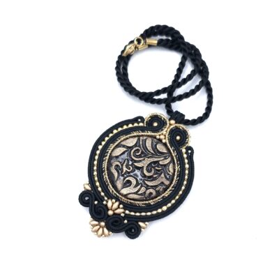 Wisiorek sutasz złoto czarny "Aurelia" naszyjnik romantyczny elegancki